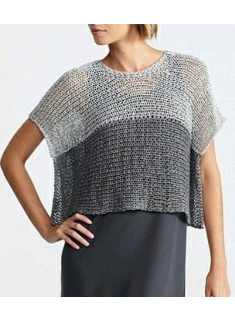 Eileen Fisher Bateau Neck Knit Pullover sz xs